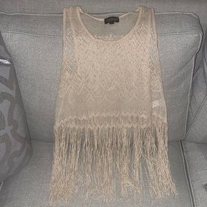 Top shop sheer lace fringe top
